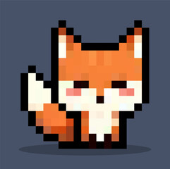 cute cartoon fox pixel art vector
