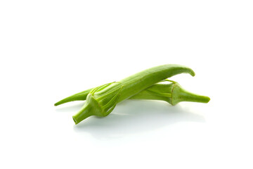 fresh okra isolated on a white background