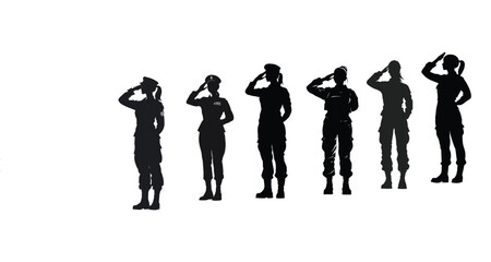 Veterans Army Saluting Vector Silhouettes Soldier silhouettes collection for Veterans Darin