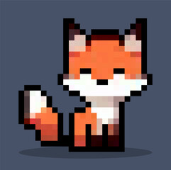 cute cartoon fox pixel art vector