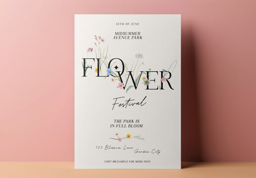 Stationery Flatlay Card Mockup With Generative AI