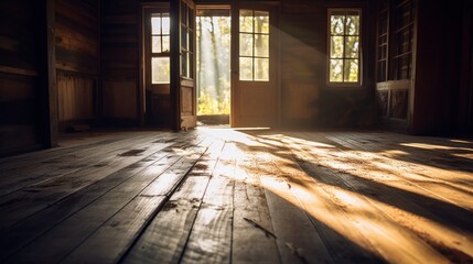 Sunlight Streaming Through Wooden Doorway