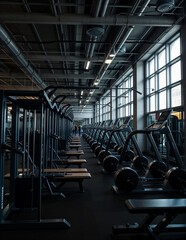 Gimnasio con m&aacute;quinas de ejercicios