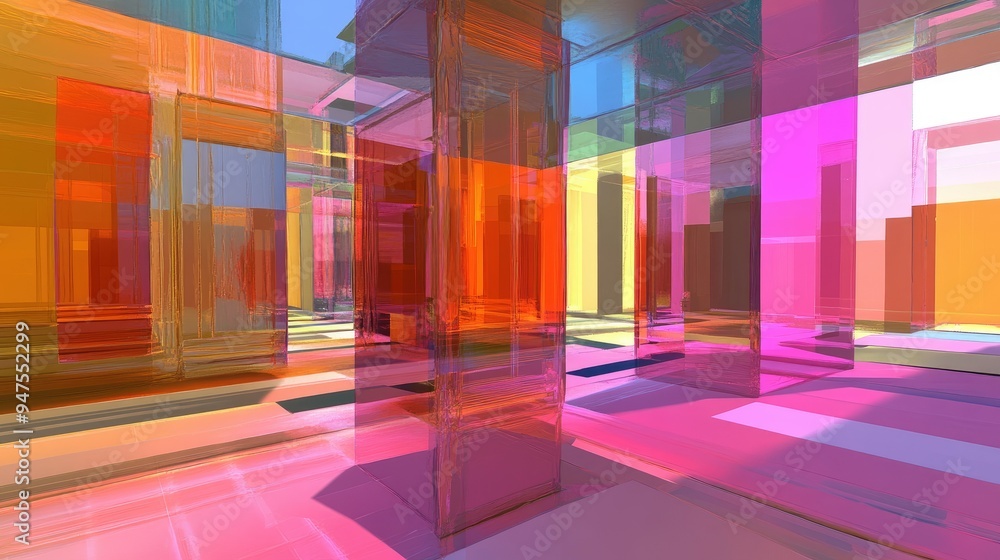 Wall mural abstract architecture in vibrant digital hues