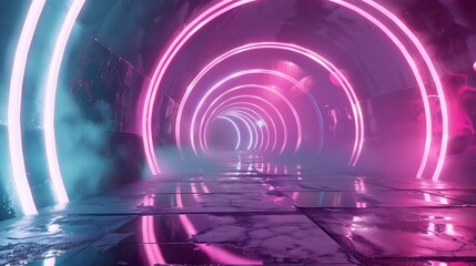 Abstract Neon Light Tunnel