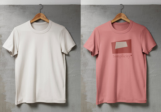 Apparel Hanging Pink Tshirt Mockup