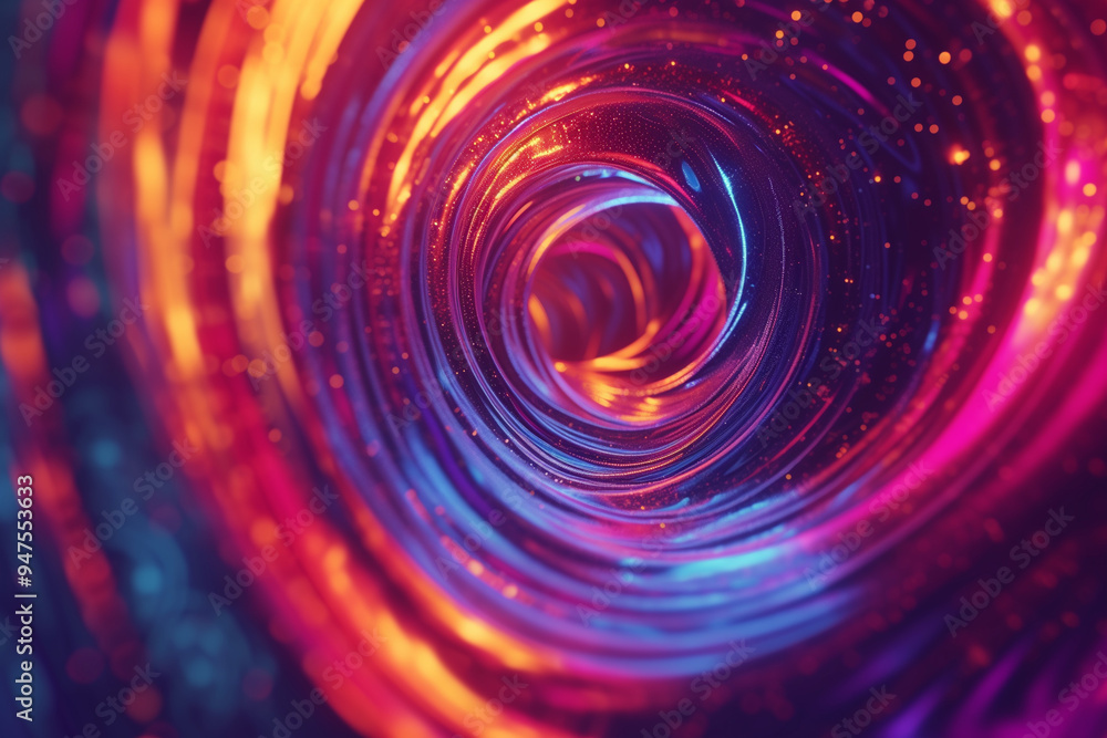 Poster colorful 3d abstract background with beautiful magic whirlpool. abstract animation glossy texture in