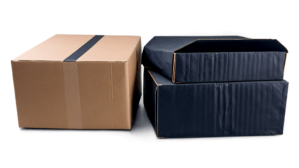 brown cardboard box png, Gift boxes, parcels, and cardboard containers isolated on a clean PNG background, featuring various packaging options for presents, ideal for holiday promotions, gift-related 