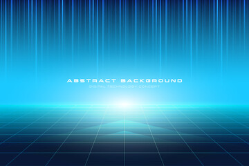 Digital Technology Concept. Abstract background a Blue light. Appearance the light fell. Cyber information, Digital world, Network connection, Internet, Tech data, Future innovation