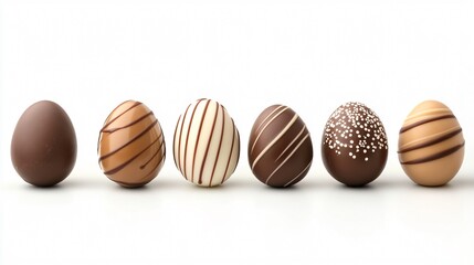 Delicious Chocolate Easter Eggs Set on White Background