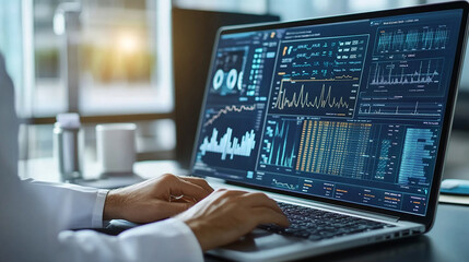 Fototapeta premium Data analytics tools help doctors analyze trends in patient outcomes and population health.