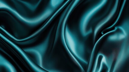 Obraz premium Closeup of rippled blue satin fabric texture background. Luxurious background design 