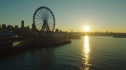 Seattle Ferris Wheel Sunset