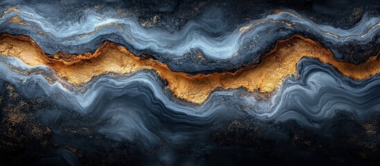 Fototapeta premium Abstract Art with Golden and Blue Swirls