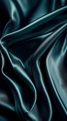 Fototapeta premium Closeup of rippled blue satin fabric texture background. Luxurious background design 