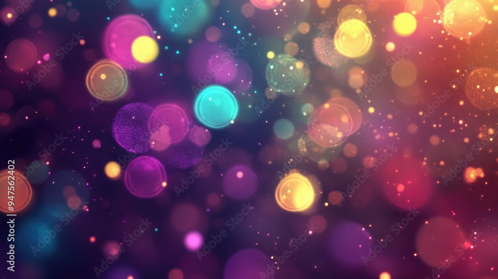 Poster vibrant multicolored bokeh circles create a stunning abstract background filled with dynamic particl