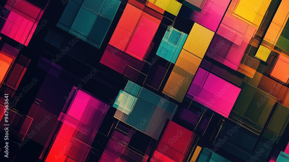 Poster vibrant abstract digital background featuring a pattern of repeating rectangles