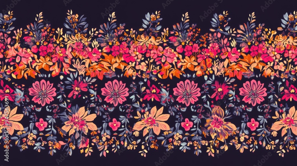 Poster elegant digital pattern with intricate border design for textile prints