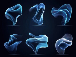 Vector set of air elements, smooth and minimal flow, abstract design