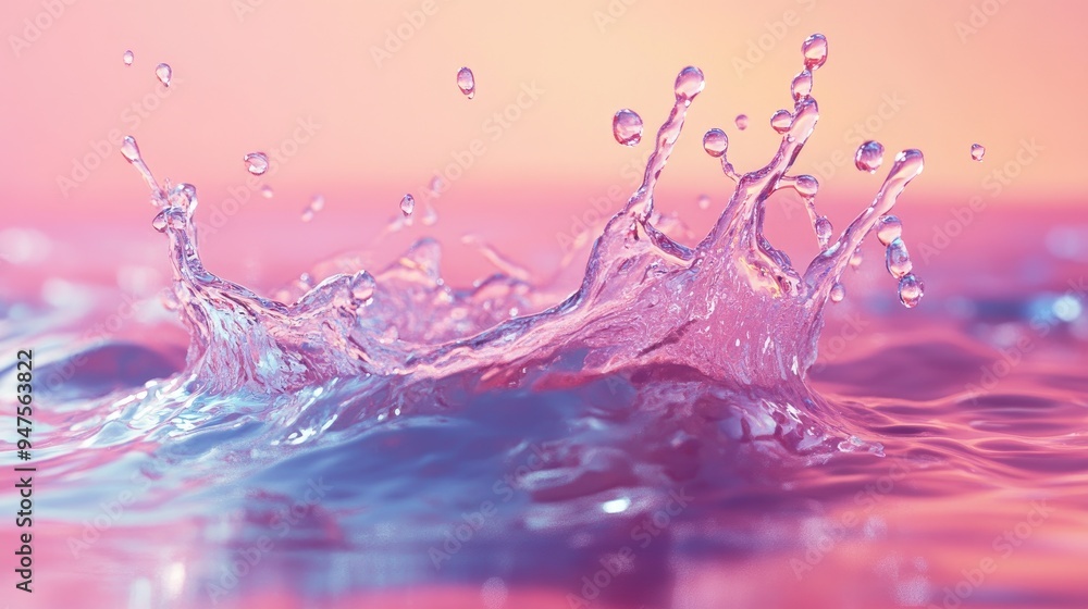 Poster fluid splash in 3d illustration and rendering