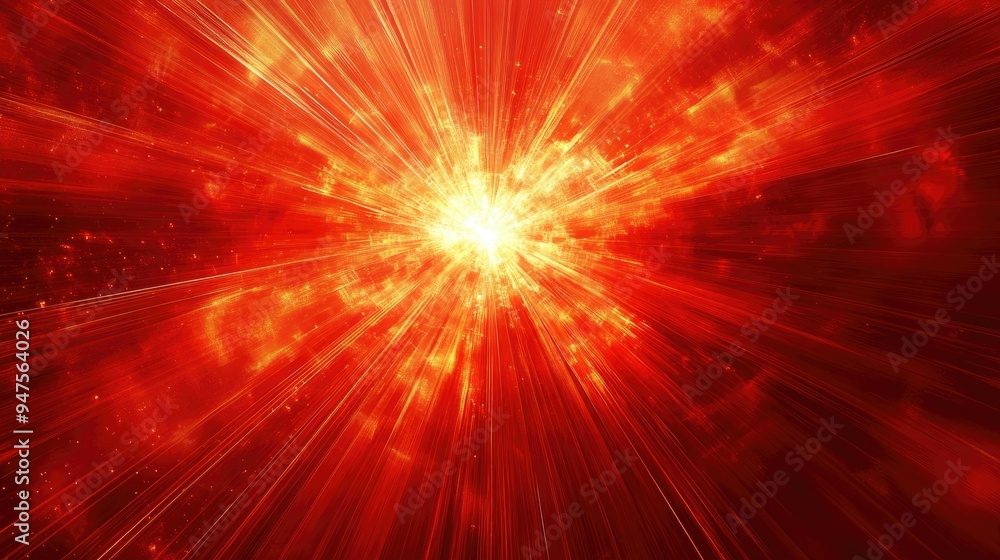 Aufkleber fractal explosion star featuring glossy lines and rays against a vibrant red background captivating 