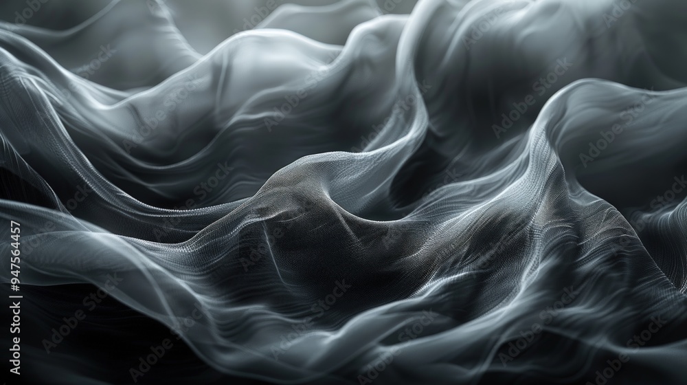 Aufkleber close-up of a piece of fabric flowing and draping with soft light and shadows.