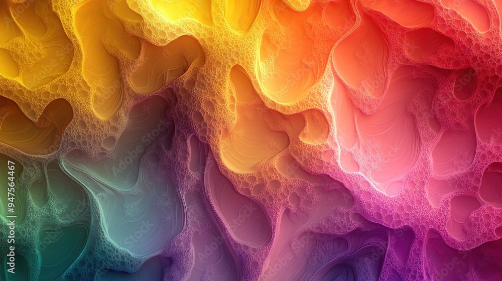 Aufkleber vibrant and chaotic fractal pattern with abstract shapes featuring a colorful 3d rendered illustrati
