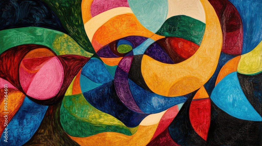 Poster vibrant display of colors in a striking abstract composition showcasing bold patterns and dynamic sh