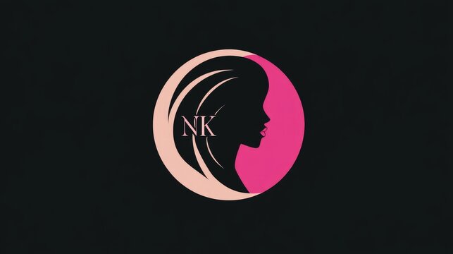 NK circle logo design representing feminine concepts ideal for beauty and fashion branding