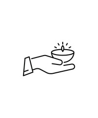 hand holding lamp icon, vector best line icon.