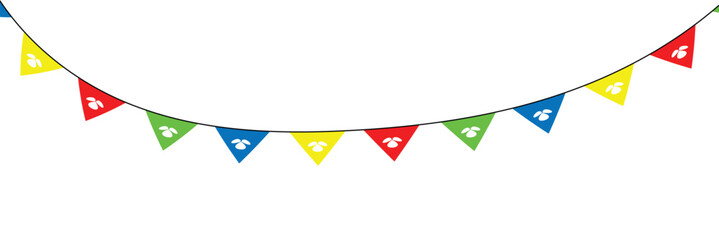 Colorful party flags. Garland with flags. Decorative colorful party pennants for birthday celebration, festival and fair decoration. Vector illustration in eps 10.