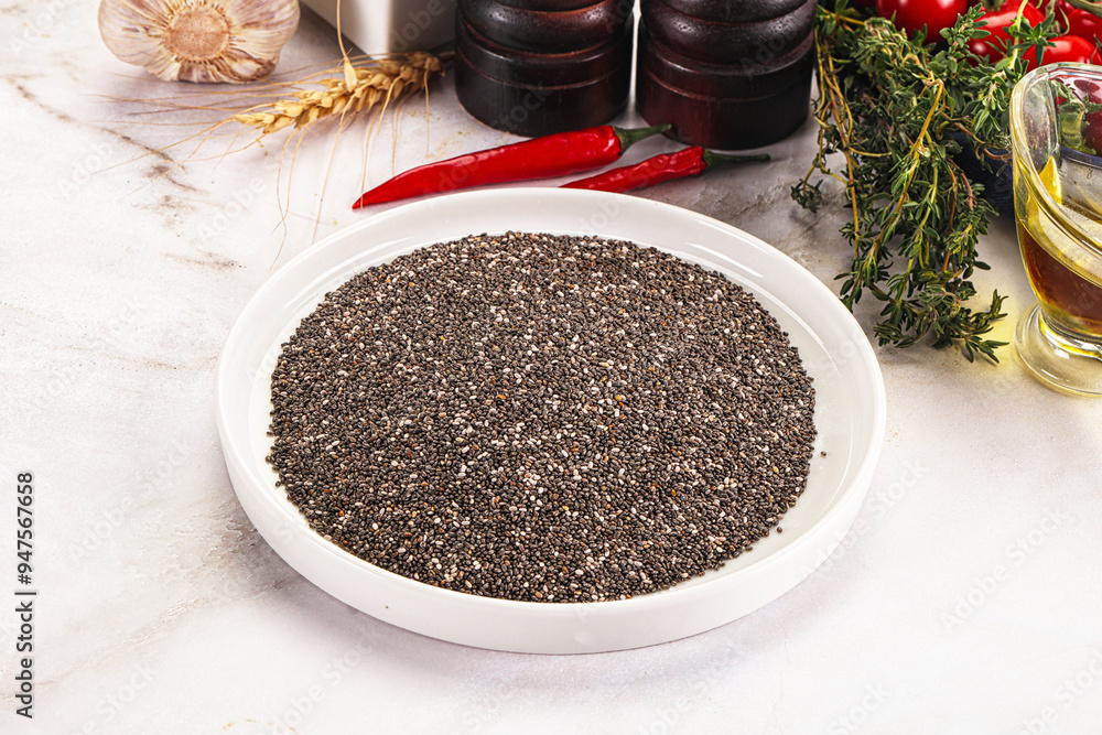 Sticker vegan cuisine - chia seeds for cooking