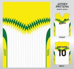 Pattern vector sports shirt background image.Retro green yellow triangle neck pattern design, illustration, textile background for sports t-shirt, football jersey shirt