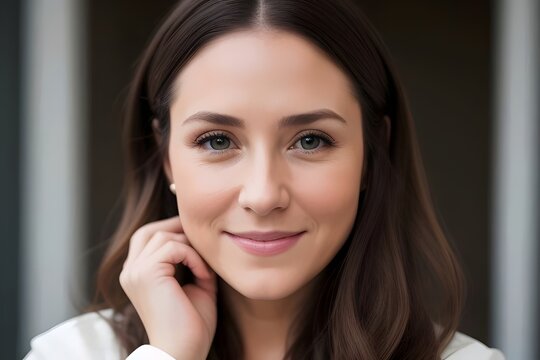 a portrait of a naturally beautiful young white, Caucasian,  woman, girl next door, no makeup, casual, innocent, fresh, authentic, simple, relaxed, freckles, smile, charming, elegance, soft, genuine