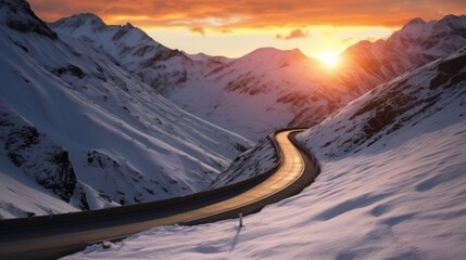 Scenic Mountain Road at Sunset