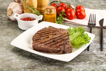 Delicus grilled beef steak with sauce