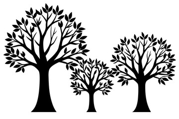 Obraz premium Set of trees silhouettes isolated on white background