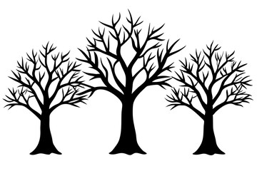 Obraz premium Set of trees silhouettes isolated on white background