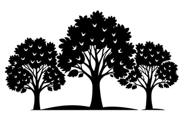 Obraz premium Set of trees silhouettes isolated on white background