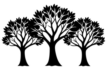 Obraz premium Set of trees silhouettes isolated on white background