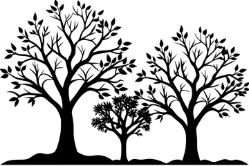Obraz premium Set of trees silhouettes isolated on white background