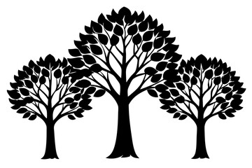 Obraz premium Set of trees silhouettes isolated on white background