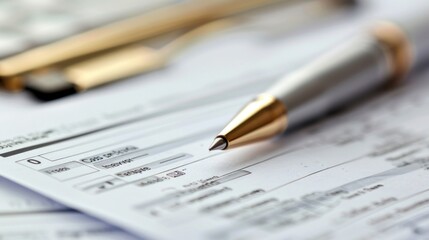 Close-up of a Pen on Paperwork