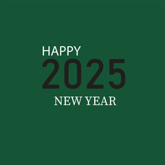 2025 Happy New Year logo text design. 2025 number design template, black  and white,  text isolated on green back ground .