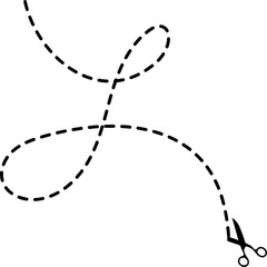 Scissors with cut line mark and symbol for cropping