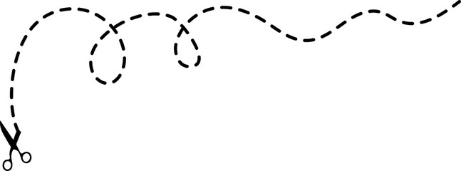 Scissors with cut line mark and symbol for cropping