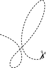 Scissors with cut line mark and symbol for cropping