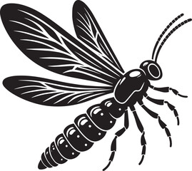 Beautiful firefly insect silhouette illustration isolated on a white background