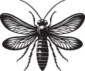 Beautiful firefly insect silhouette illustration isolated on a white background