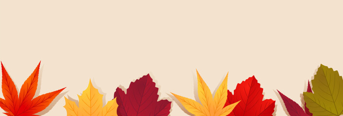 Autumn seasonal background with red, orange, yellow leaves. Vector illustration